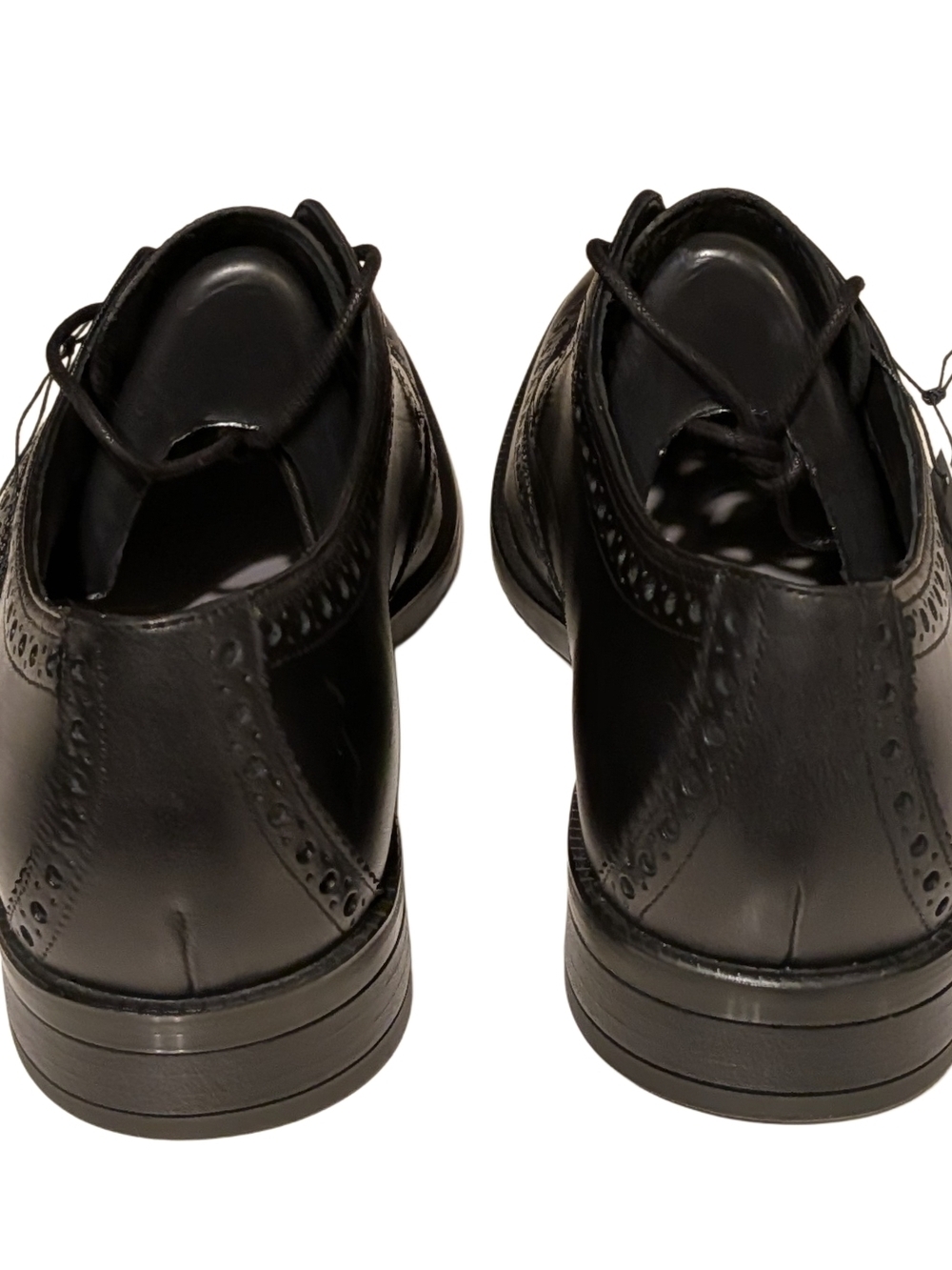 Cole Haan Black Leather Wingtip Derby Shoes - Picture 2 of 9